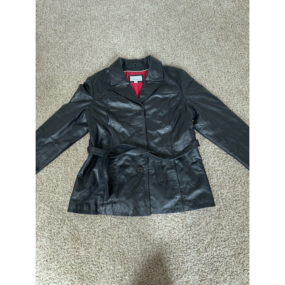 Vintage Wilsons Leather Maxima Belted Buttery Soft Black Leather Jacket XXL 90s - Picture 8 of 12